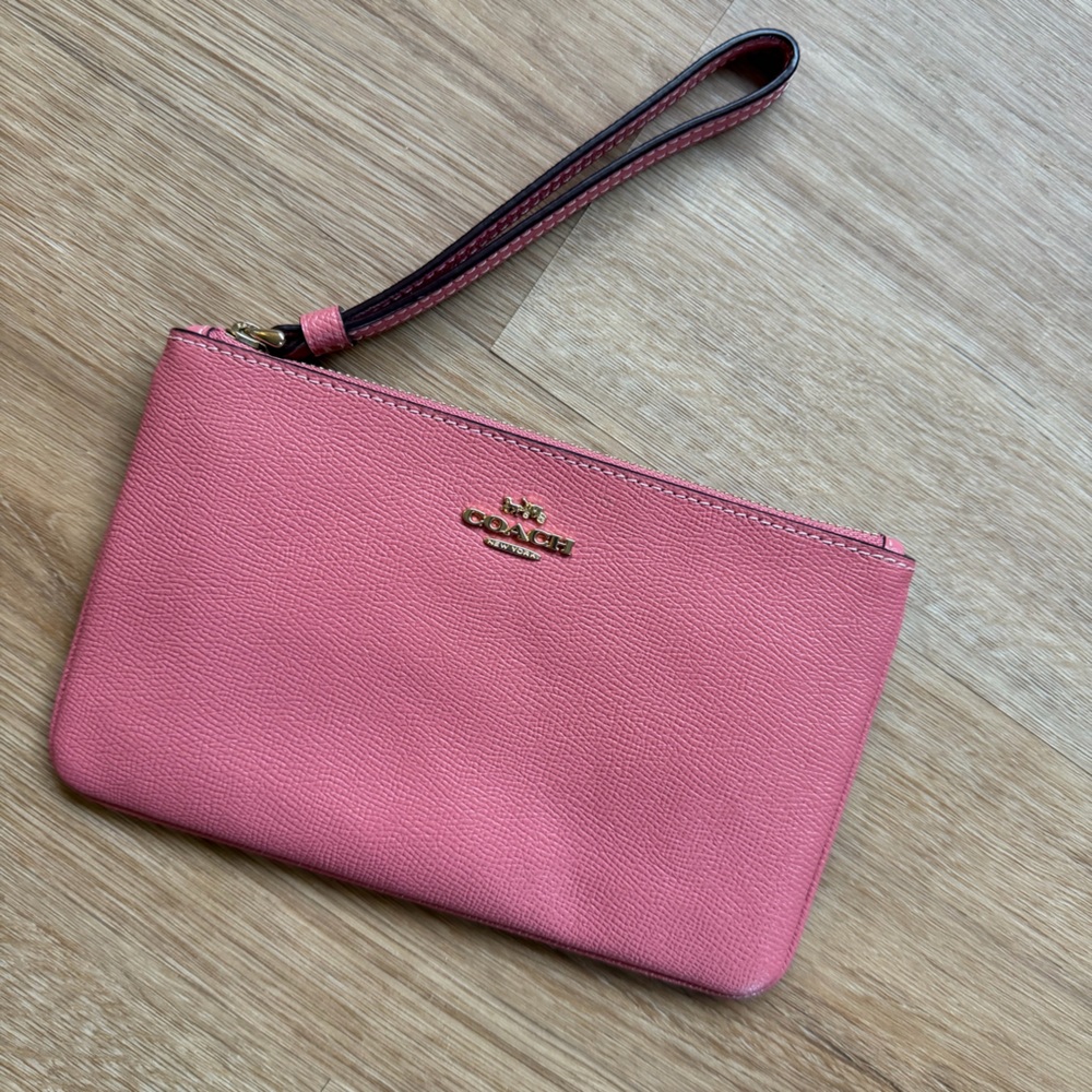 Coach Rose Pink Leather Wristlet